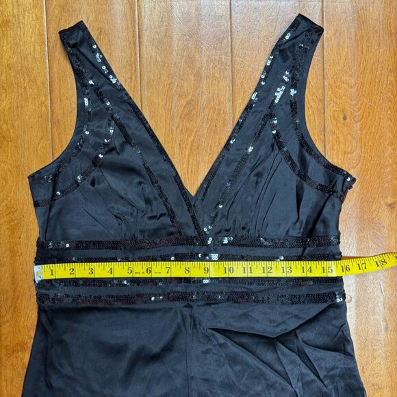 Bebe Womens Silk Y2K Top Size L Babydoll Whimsigoth Black Sequin Sleeveless - Picture 11 of 11
